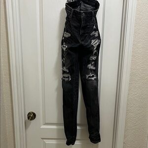 American Eagle Outfitters Black Distressed Skinny Jeans